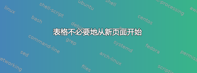 表格不必要地从新页面开始