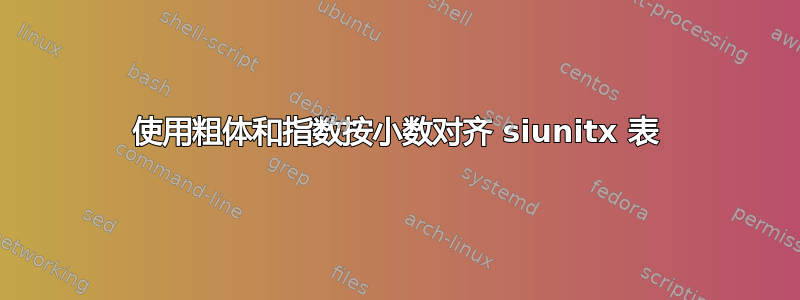 使用粗体和指数按小数对齐 siunitx 表