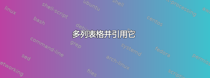 多列表格并引用它