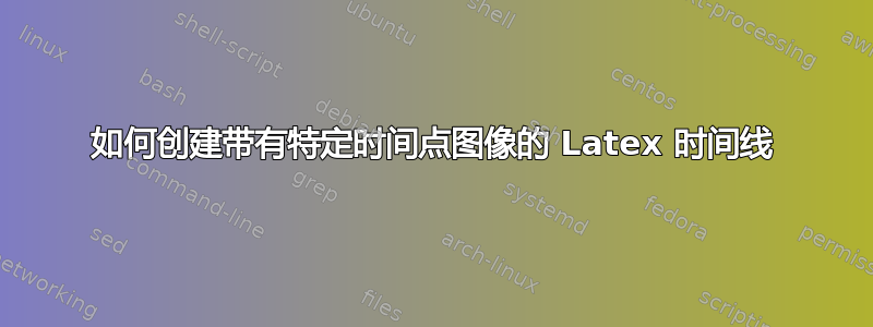 如何创建带有特定时间点图像的 Latex 时间线