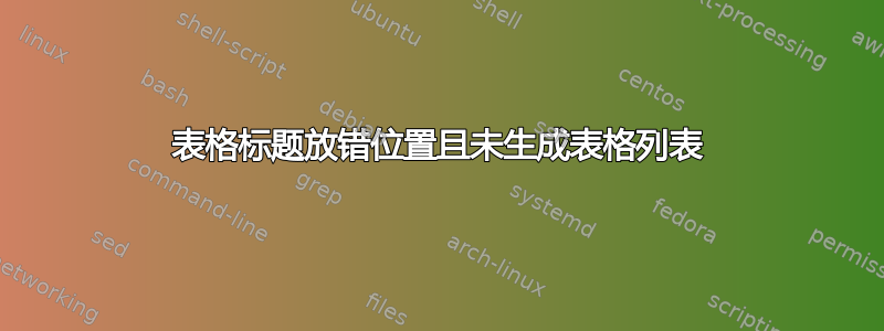 表格标题放错位置且未生成表格列表