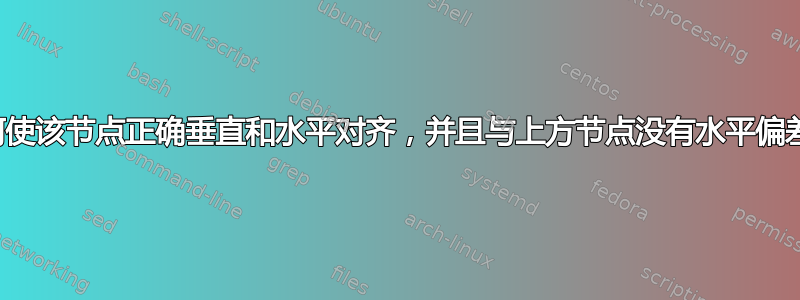 如何使该节点正确垂直和水平对齐，并且与上方节点没有水平偏差？