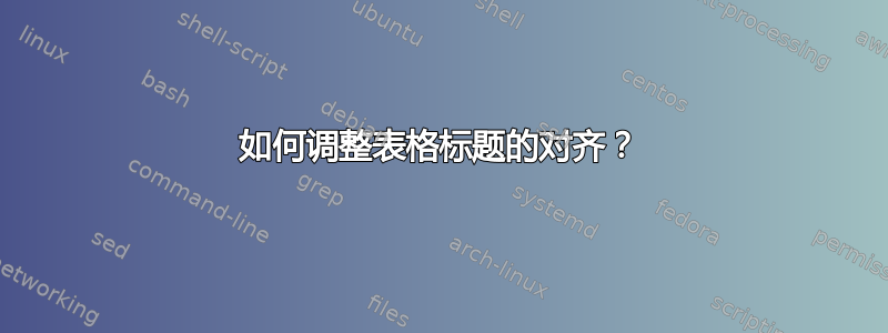 如何调整表格标题的对齐？