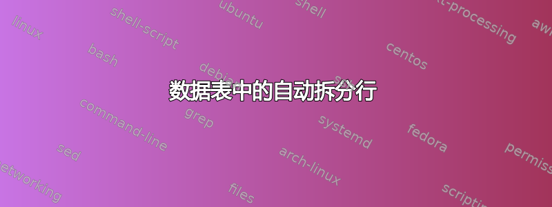 数据表中的自动拆分行