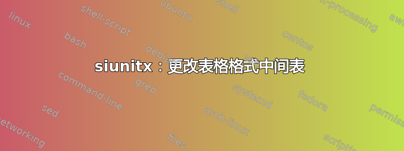 siunitx：更改表格格式中间表