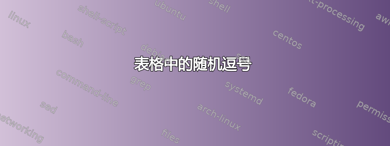 表格中的随机逗号