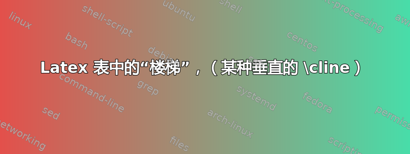 Latex 表中的“楼梯”，（某种垂直的 \cline）