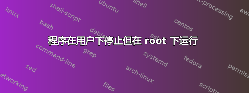 程序在用户下停止但在 root 下运行