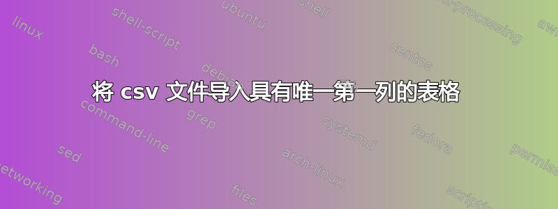 将 csv 文件导入具有唯一第一列的表格