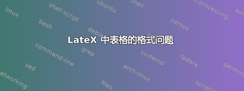 LateX 中表格的格式问题