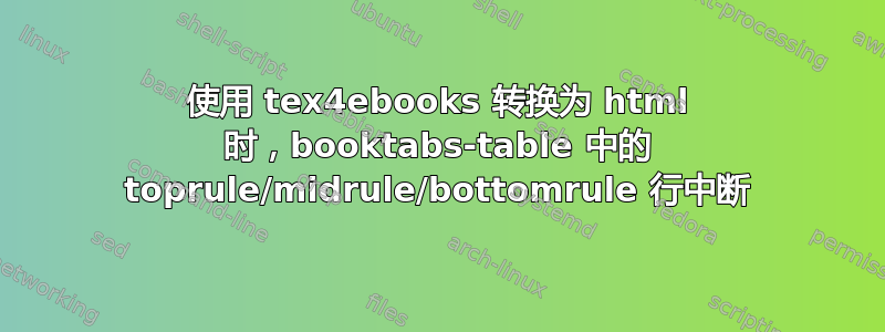 使用 tex4ebooks 转换为 html 时，booktabs-table 中的 toprule/midrule/bottomrule 行中断