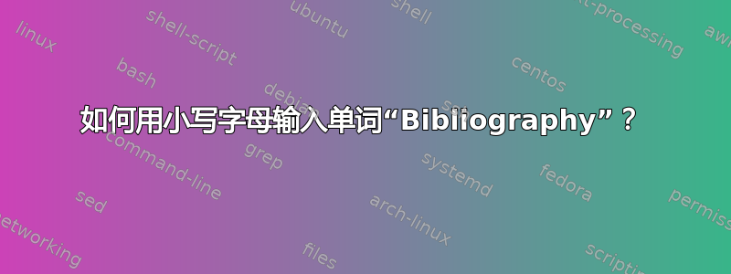 如何用小写字母输入单词“Bibliography”？