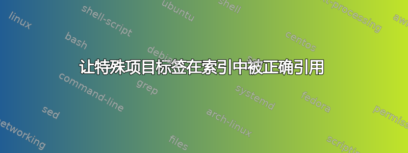 让特殊项目标签在索引中被正确引用