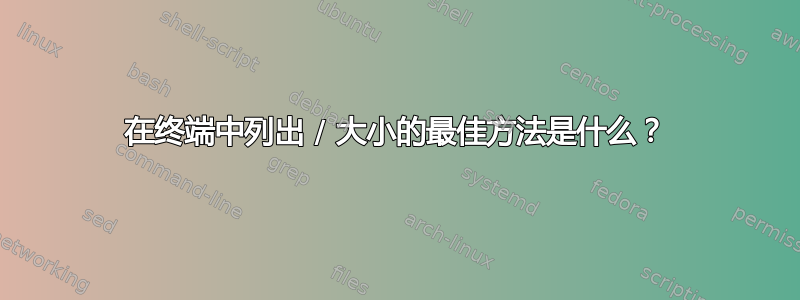 在终端中列出 / 大小的最佳方法是什么？