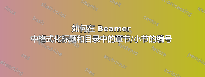 如何在 Beamer 中格式化标题和目录中的章节/小节的编号