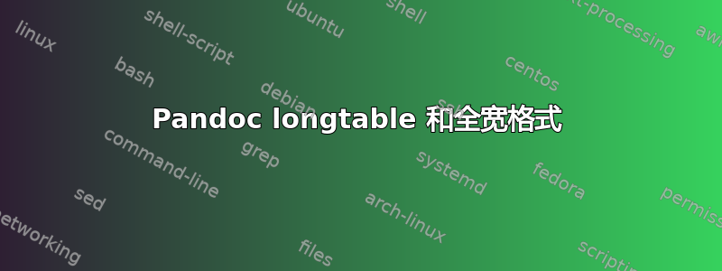 Pandoc longtable 和全宽格式