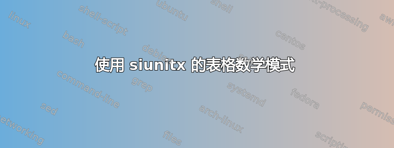 使用 siunitx 的表格数学模式