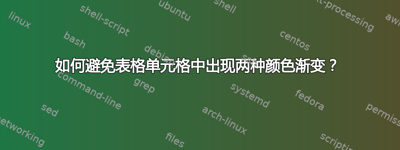 如何避免表格单元格中出现两种颜色渐变？