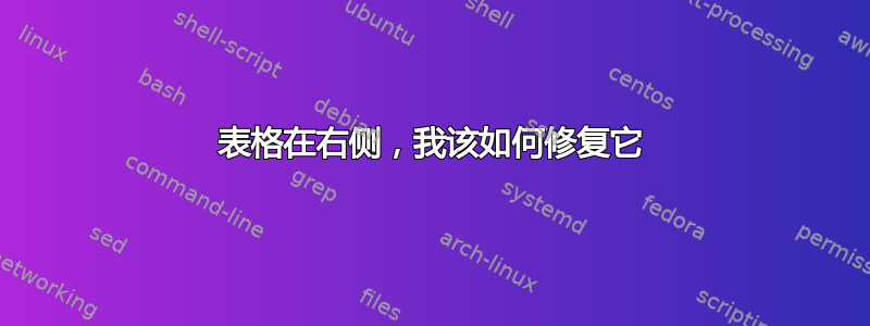 表格在右侧，我该如何修复它