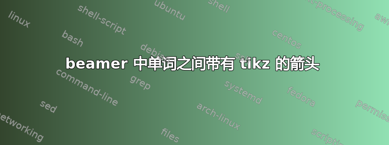 beamer 中单词之间带有 tikz 的箭头