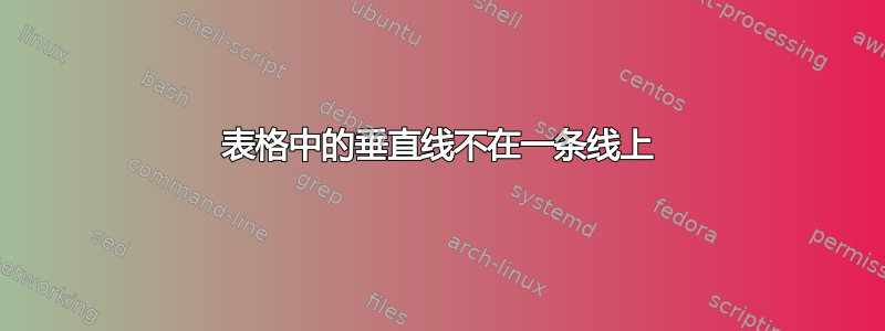 表格中的垂直线不在一条线上