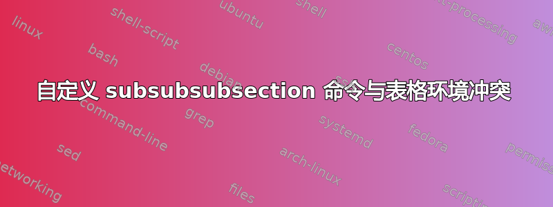 自定义 subsubsubsection 命令与表格环境冲突