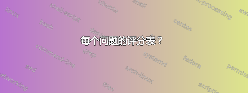 每个问题的评分表？