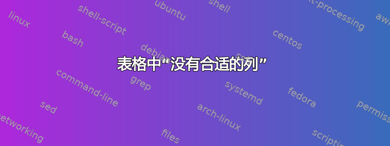 表格中“没有合适的列”