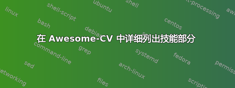 在 Awesome-CV 中详细列出技能部分