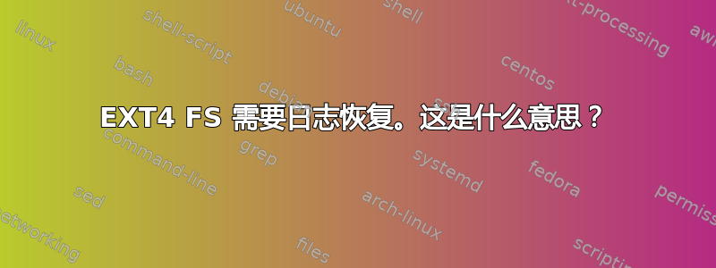 EXT4 FS 需要日志恢复。这是什么意思？