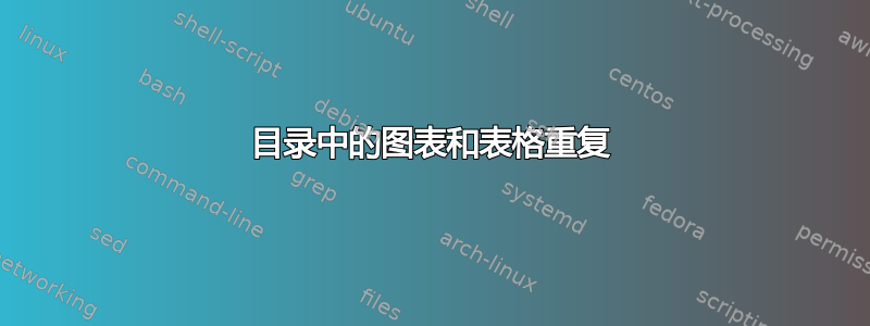 目录中的图表和表格重复