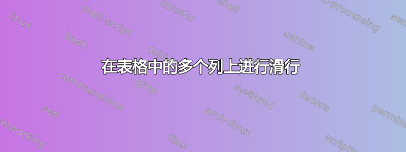 在表格中的多个列上进行滑行