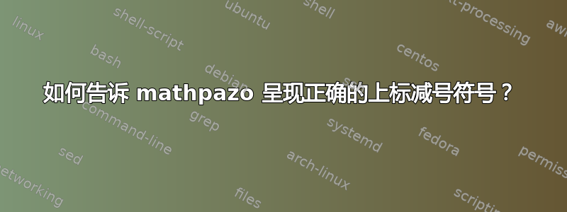 如何告诉 mathpazo 呈现正确的上标减号符号？