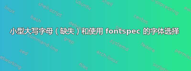 小型大写字母（缺失）和使用 fontspec 的字体选择