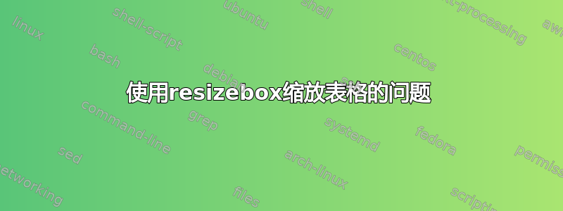 使用resizebox缩放表格的问题