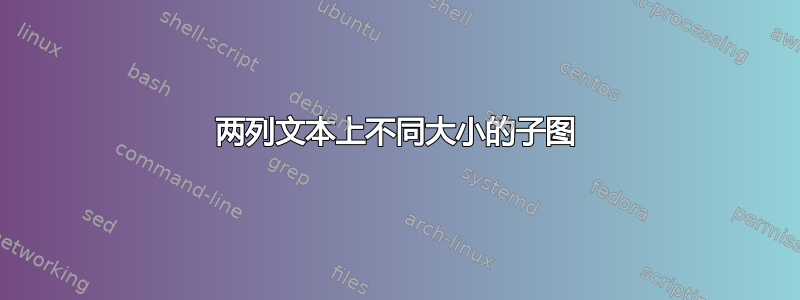 两列文本上不同大小的子图