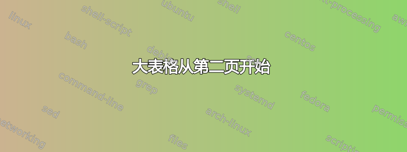 大表格从第二页开始