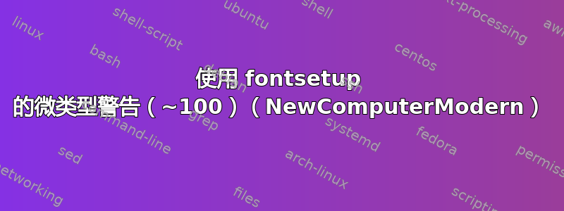 使用 fontsetup 的微类型警告（~100）（NewComputerModern）