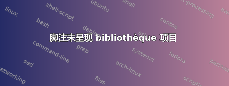 脚注未呈现 bibliothèque 项目