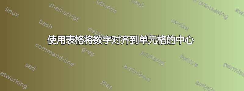 使用表格将数字对齐到单元格的中心