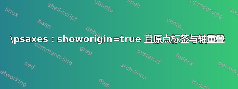 \psaxes：showorigin=true 且原点标签与轴重叠