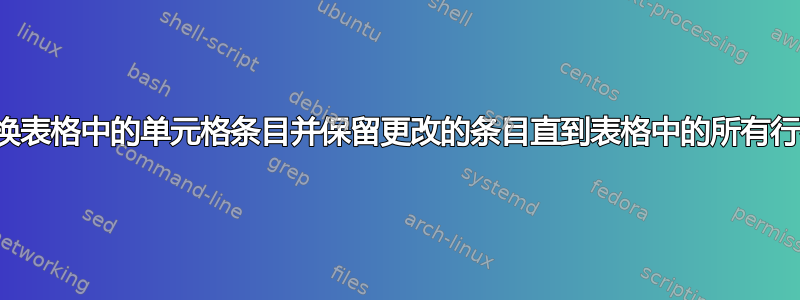 如何替换表格中的单元格条目并保留更改的条目直到表格中的所有行都出现