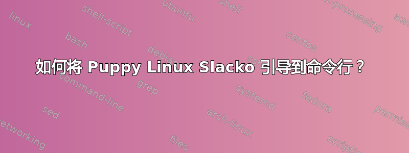 如何将 Puppy Linux Slacko 引导到命令行？