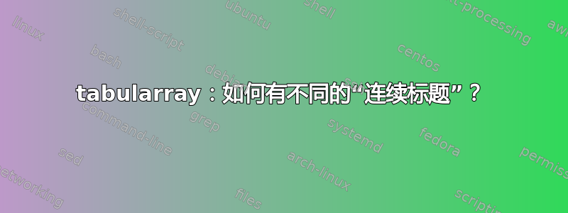 tabularray：如何有不同的“连续标题”？