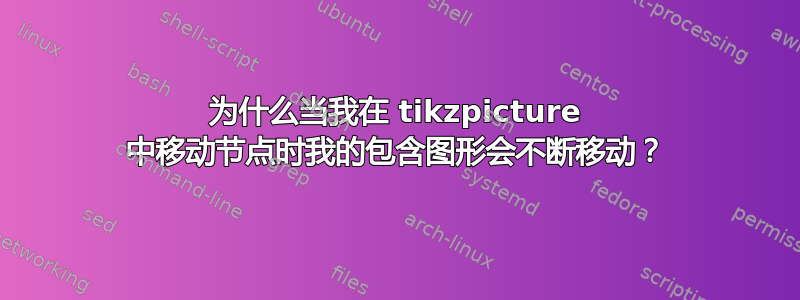 为什么当我在 tikzpicture 中移动节点时我的包含图形会不断移动？