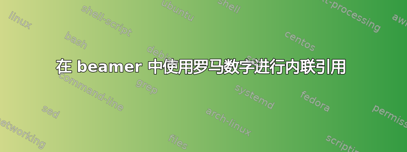 在 beamer 中使用罗马数字进行内联引用