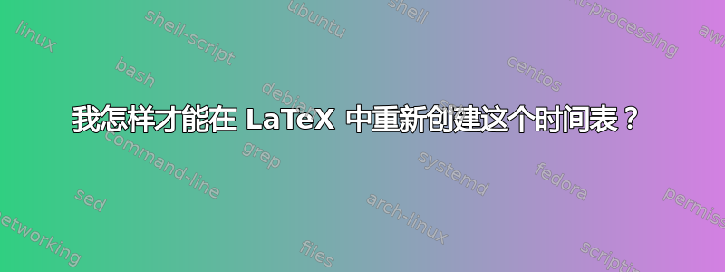 我怎样才能在 LaTeX 中重新创建这个时间表？