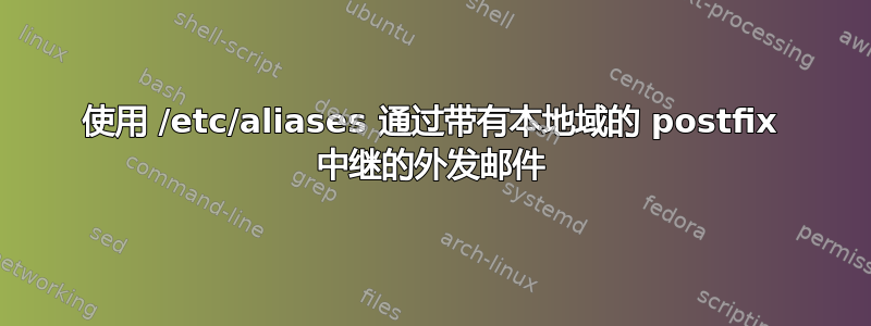 使用 /etc/aliases 通过带有本地域的 postfix 中继的外发邮件