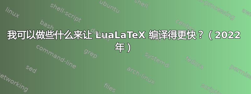 我可以做些什么来让 LuaLaTeX 编译得更快？（2022 年）