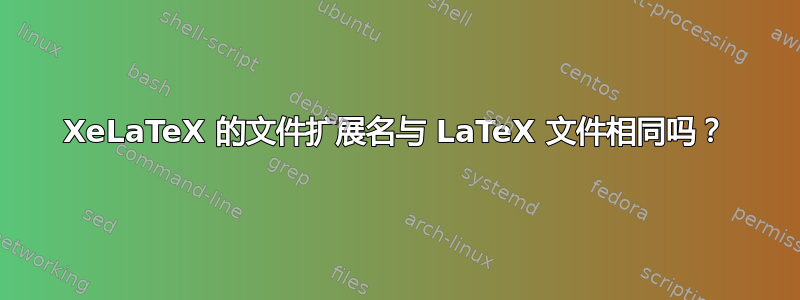 XeLaTeX 的文件扩展名与 LaTeX 文件相同吗？